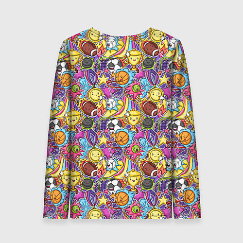 Женский лонгслив Разный спорт в мультяшном стиле / 3D-принт – фото 2