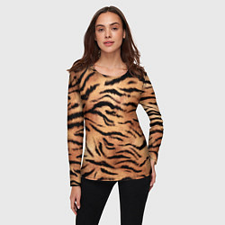 Лонгслив женский Шкура тигра текстура, цвет: 3D-принт — фото 2