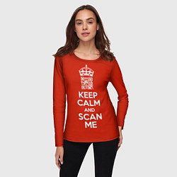 Лонгслив женский Keep calm and scan me: fuck off, цвет: 3D-принт — фото 2