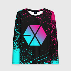 Женский лонгслив EXO BAND NEON LOGO НЕОНОВЫЕ БРЫЗГИ КРАСОК