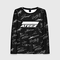 Женский лонгслив ATEEZ БЕЛЫЕ АВТОГРАФЫ УЗОР