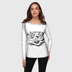 Лонгслив женский Тигр пловец, цвет: 3D-принт — фото 2