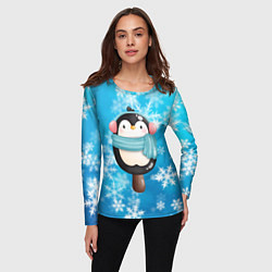 Лонгслив женский Пингвин - эскимо Новый год, цвет: 3D-принт — фото 2