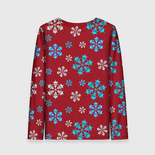 Женский лонгслив Снежинки Черепа красный / 3D-принт – фото 2