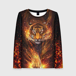 Лонгслив женский Огненный тигр Сила огня, цвет: 3D-принт