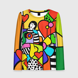 Лонгслив женский Romero Britto - valentines day, цвет: 3D-принт