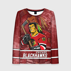 Лонгслив женский Chicago Blackhawks , Чикаго Блэкхокс, цвет: 3D-принт