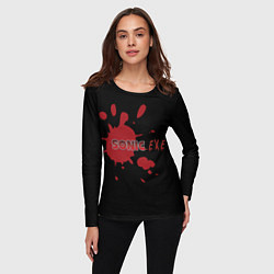 Лонгслив женский Sonic Exe - логотип с брызгами крови, цвет: 3D-принт — фото 2