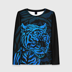 Лонгслив женский Голубой тигр Blue, цвет: 3D-принт