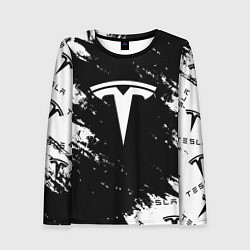 Женский лонгслив Tesla logo texture