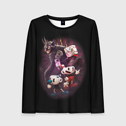 Лонгслив женский Дьявол, Чашки и Кинг Дайс Cuphead, цвет: 3D-принт