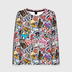 Лонгслив женский Рисунок колледж, цвет: 3D-принт