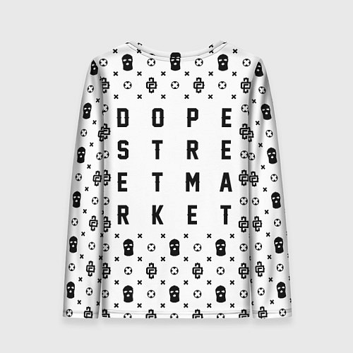 Женский лонгслив Узор White Phantom Ski Mask Dope Street Market / 3D-принт – фото 2