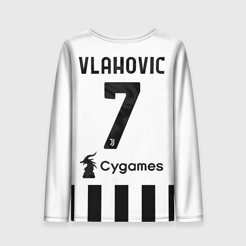 Женский лонгслив ВЛАХОВИЧ ЮВЕНТУС VLAHOVIC JUVENTUS / 3D-принт – фото 2