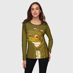 Лонгслив женский Лягуха в костюме динозавра, цвет: 3D-принт — фото 2