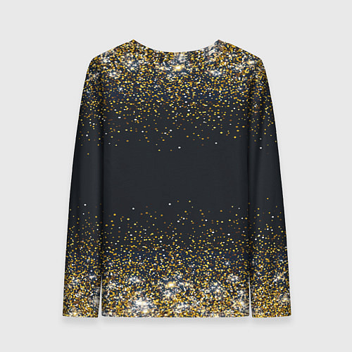 Женский лонгслив Золотые блестки на темном фоне Сияющий глиттер, бл / 3D-принт – фото 2