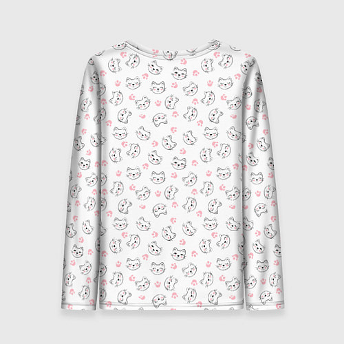 Женский лонгслив Кошачий паттерн с щечками и лапками Милота / 3D-принт – фото 2