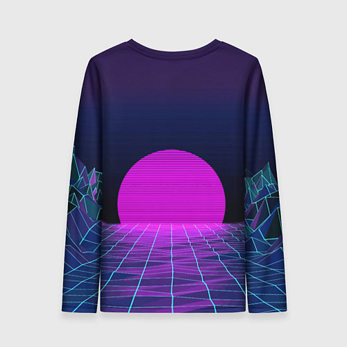 Женский лонгслив Закат розового солнца Vaporwave Психоделика / 3D-принт – фото 2