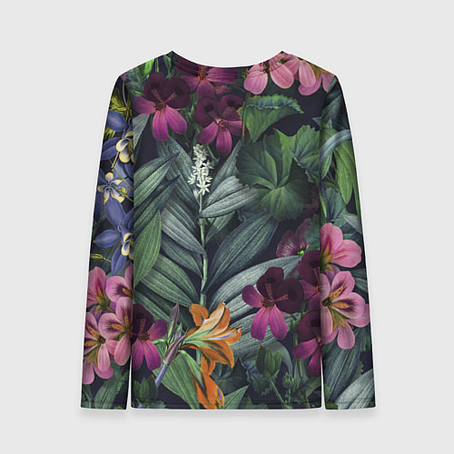 Женский лонгслив Цветы Ночные / 3D-принт – фото 2