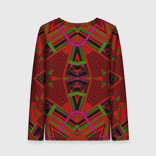 Женский лонгслив Геометрический этнический арабский узор в красно ч / 3D-принт – фото 2