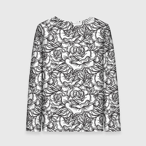 Женский лонгслив Цветы Много Белых Роз / 3D-принт – фото 2