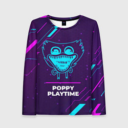 Лонгслив женский Символ Poppy Playtime в неоновых цветах на темном, цвет: 3D-принт