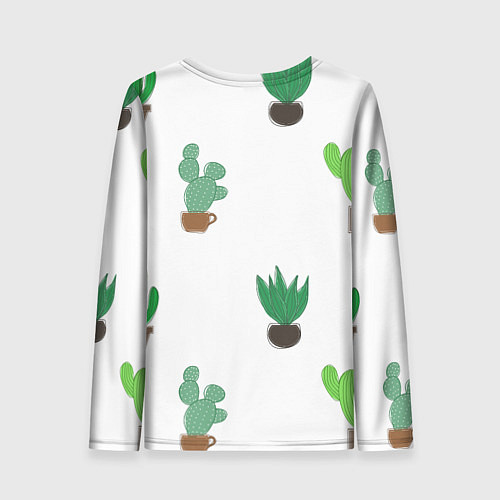 Женский лонгслив Кактусы в горшках, паттерн / 3D-принт – фото 2