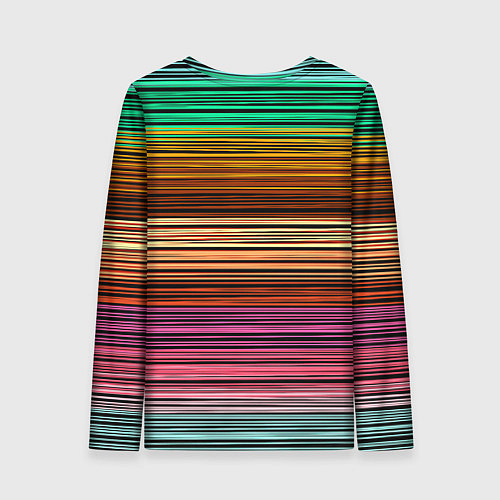 Женский лонгслив Multicolored thin stripes Разноцветные полосы / 3D-принт – фото 2