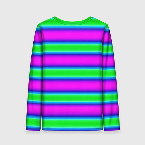 Женский лонгслив Зеленый и фиолетовые яркие неоновые полосы striped / 3D-принт – фото 2