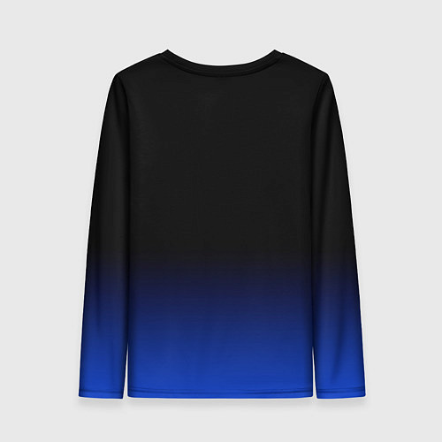 Женский лонгслив Черный с синим градиент / 3D-принт – фото 2