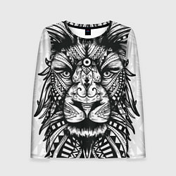 Лонгслив женский Черно белый Африканский Лев Black and White Lion, цвет: 3D-принт