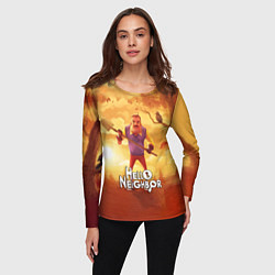 Лонгслив женский Hello Neighbor Привет сосед Сосед с лопатой, цвет: 3D-принт — фото 2