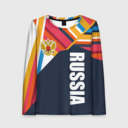 Лонгслив женский RUSSIA - RETRO COLORS, цвет: 3D-принт