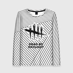 Лонгслив женский Символ Dead by Daylight на светлом фоне с полосами, цвет: 3D-принт