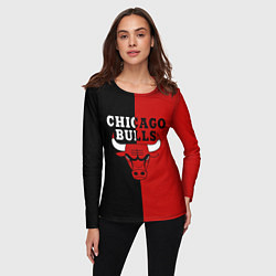 Лонгслив женский Чикаго Буллз black & red, цвет: 3D-принт — фото 2