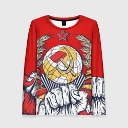Лонгслив женский СССР серп и молот герб, цвет: 3D-принт