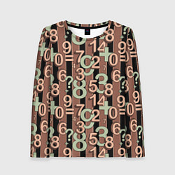 Лонгслив женский Коричневый узор Математика темный фон, цвет: 3D-принт