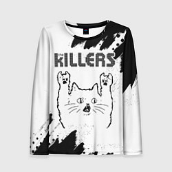 Женский лонгслив The Killers рок кот на светлом фоне