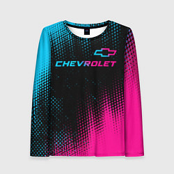 Женский лонгслив Chevrolet - neon gradient: символ сверху