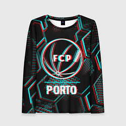 Лонгслив женский Porto FC в стиле glitch на темном фоне, цвет: 3D-принт