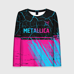 Женский лонгслив Metallica - neon gradient: символ сверху