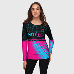 Лонгслив женский Metallica - neon gradient: символ сверху, цвет: 3D-принт — фото 2