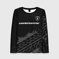 Лонгслив женский Lamborghini speed на темном фоне со следами шин: с, цвет: 3D-принт