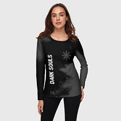 Лонгслив женский Dark Souls glitch на темном фоне: символ и надпись, цвет: 3D-принт — фото 2