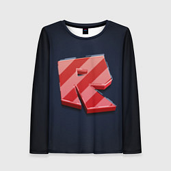 Лонгслив женский Roblox red - Роблокс полосатый логотип, цвет: 3D-принт