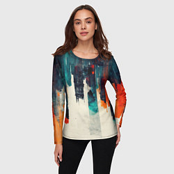 Лонгслив женский Красочные полосы в стиле гранж, цвет: 3D-принт — фото 2