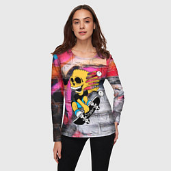 Лонгслив женский Скейтер Барт Симпсон на фоне стены с граффити, цвет: 3D-принт — фото 2