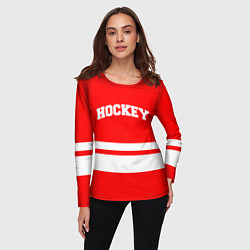 Лонгслив женский Hockey - две волосы, цвет: 3D-принт — фото 2