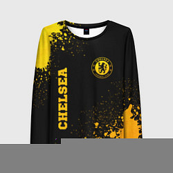 Женский лонгслив Chelsea - gold gradient: символ и надпись вертикал