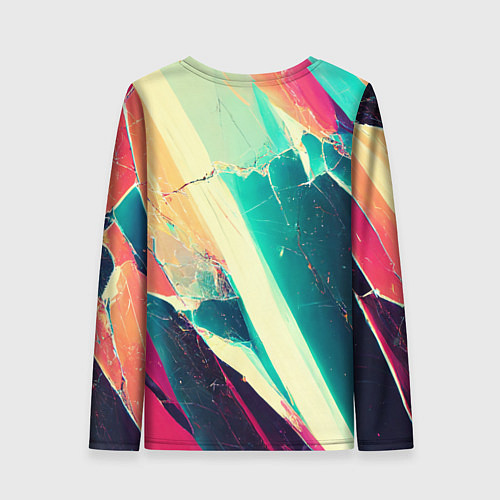 Женский лонгслив Разбитый экран, неоновые осколки / 3D-принт – фото 2